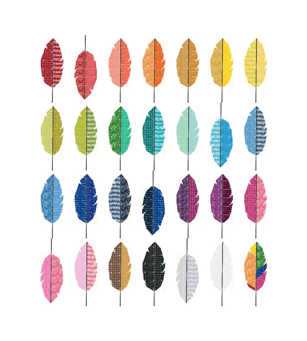 feather paper pieced pattern in rainbow colours