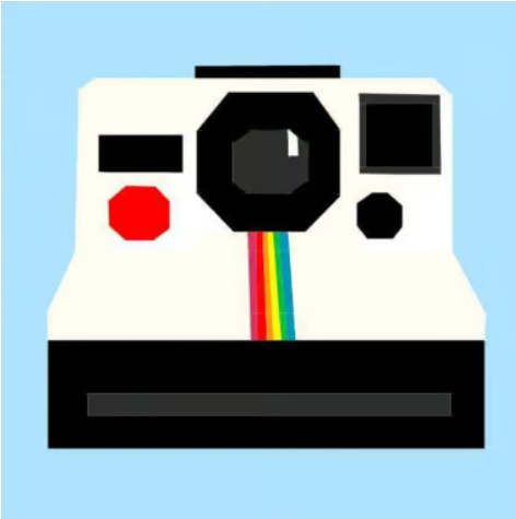 foundation paper pieced featuring a retro polaroid camera