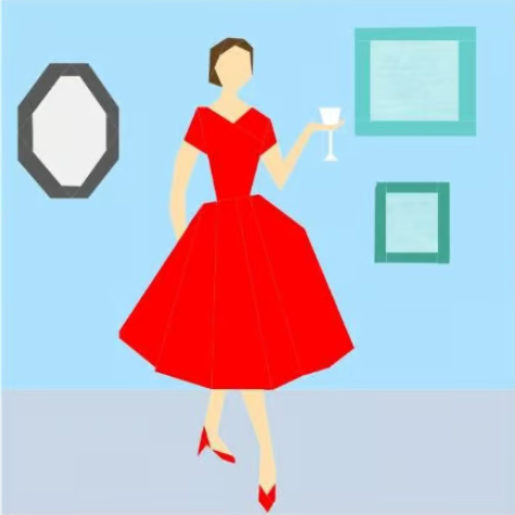 Foundation paper pieced pattern of a vintage housewife