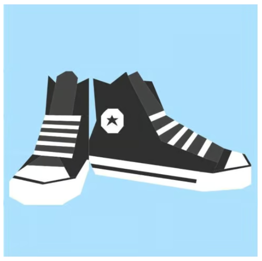 foundation paper pieced pattern of a pair of converse high top shoes