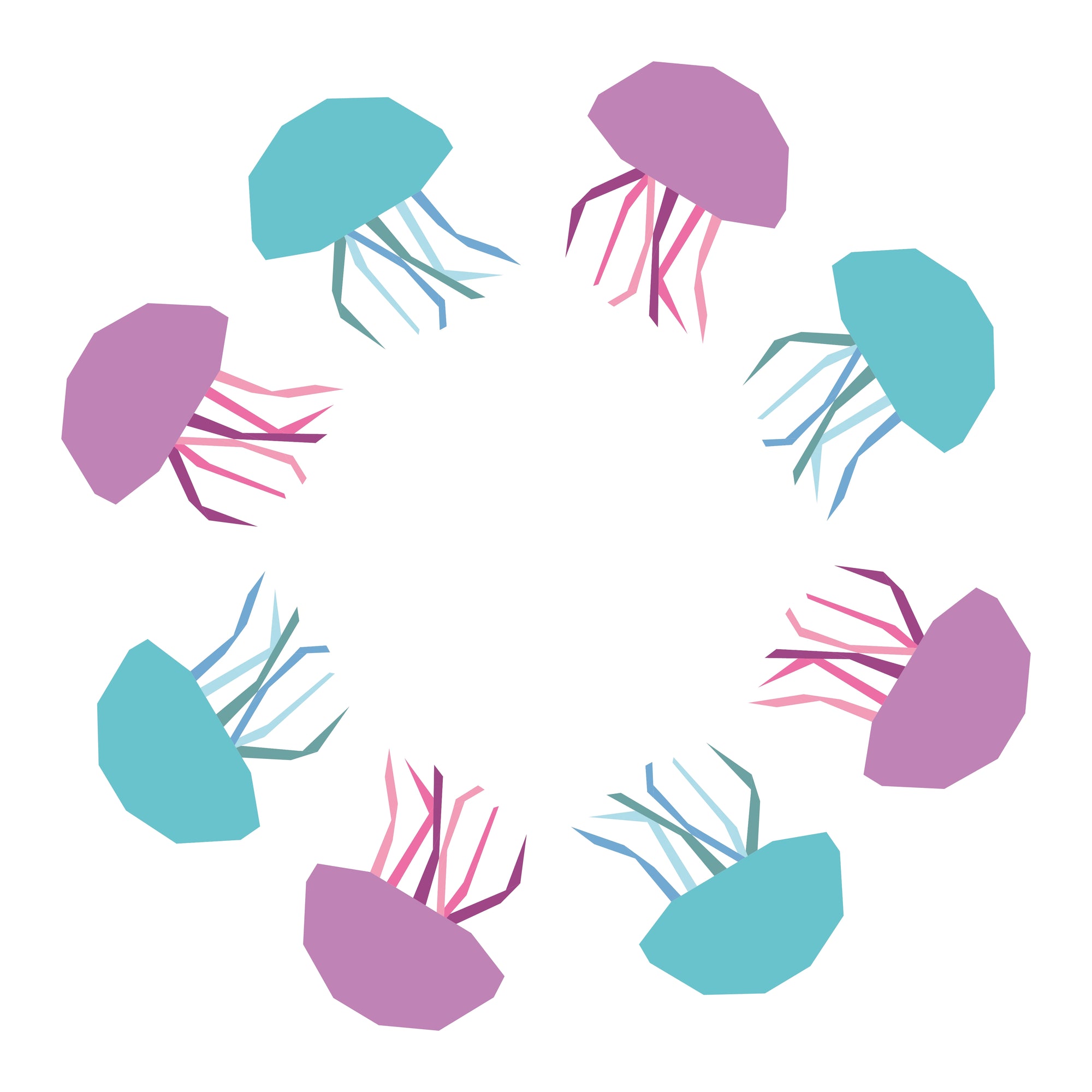 bloom of jellyfish paper pieced pattern purple and aqua