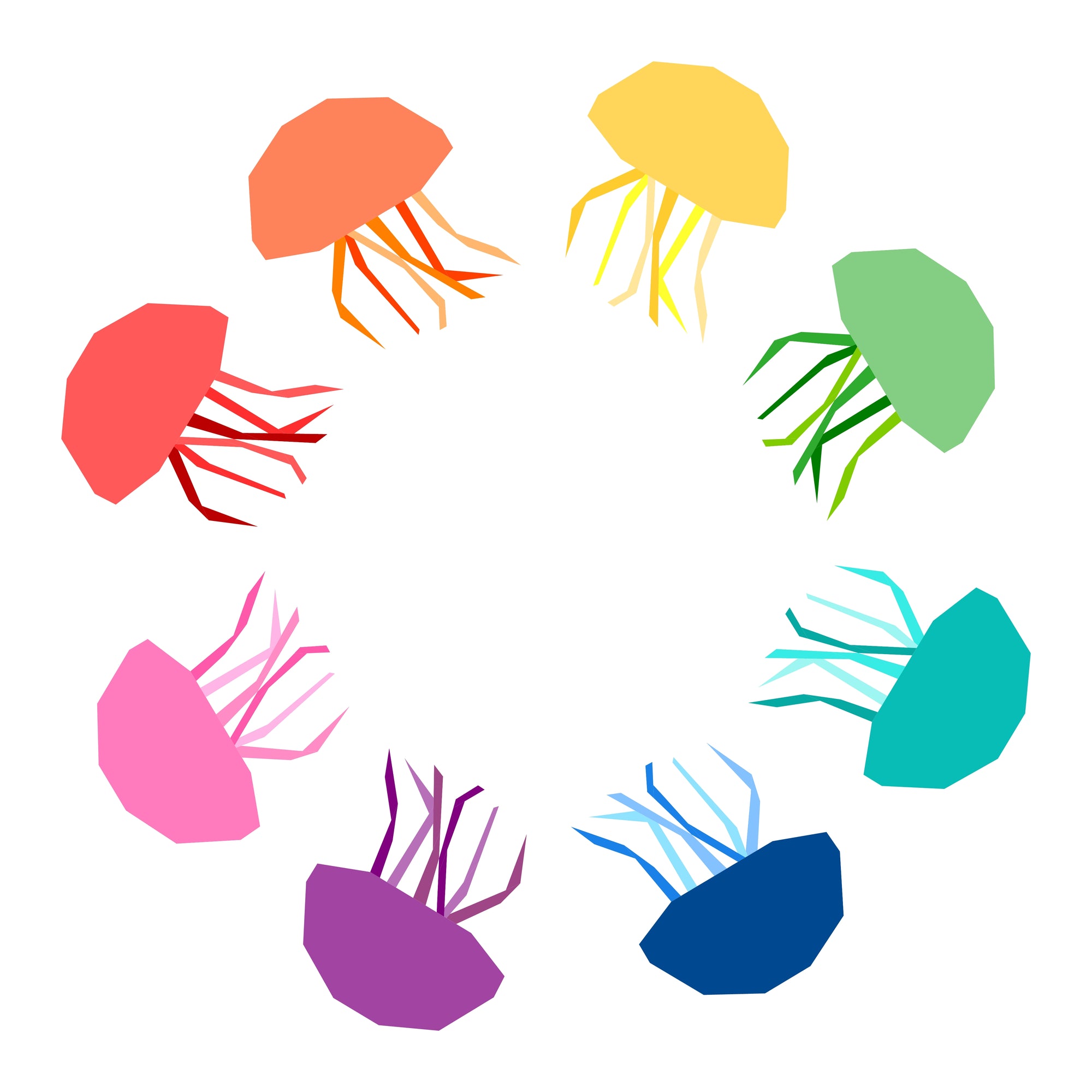 bloom of jellyfish paper pieced pattern rainbow