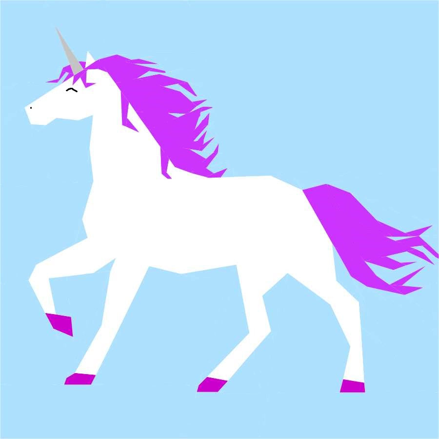 white unicorn with pink mane paper pieced pattern