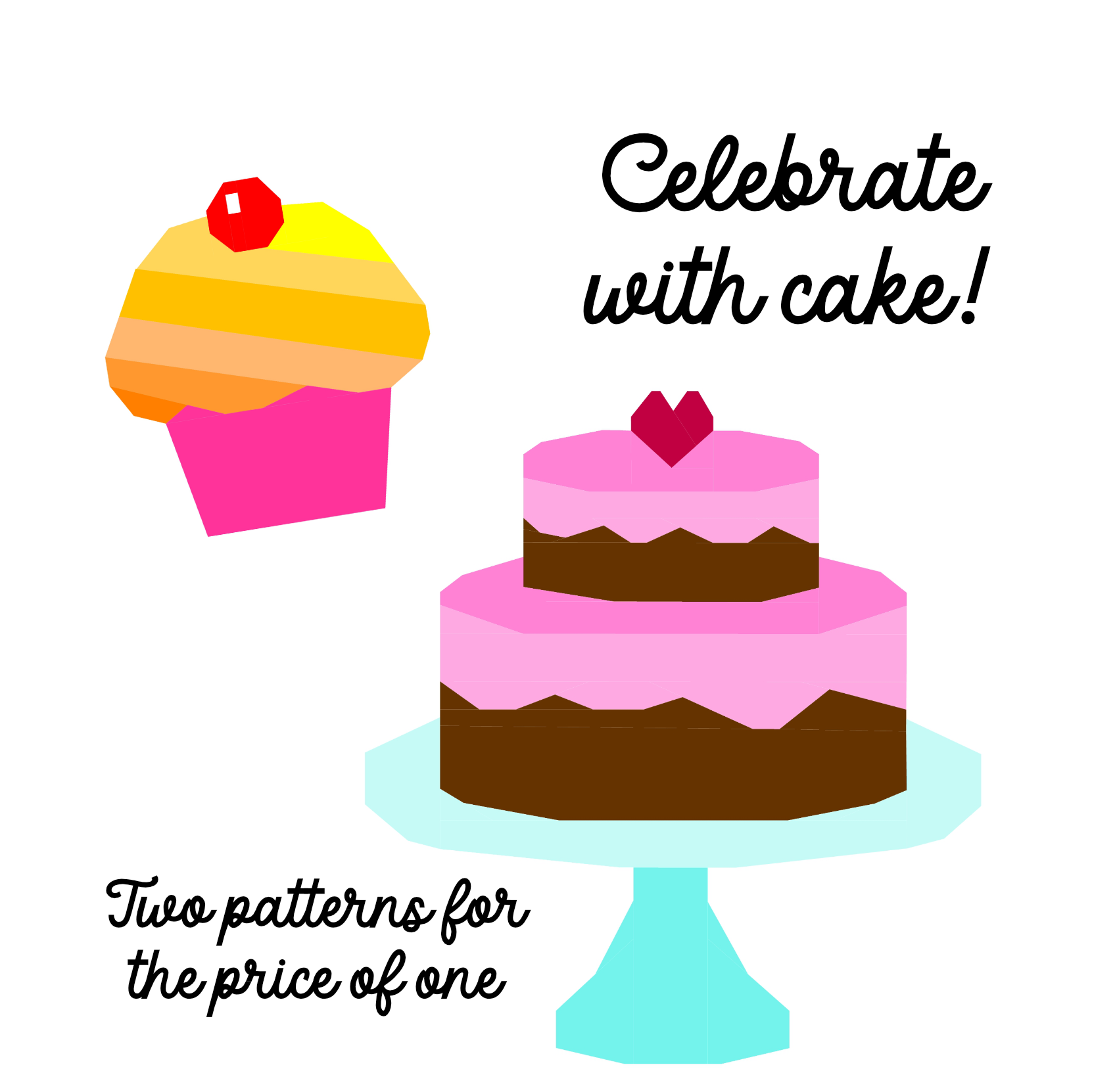 Celebrate with Cake! Paper Pieced Pattern Pair