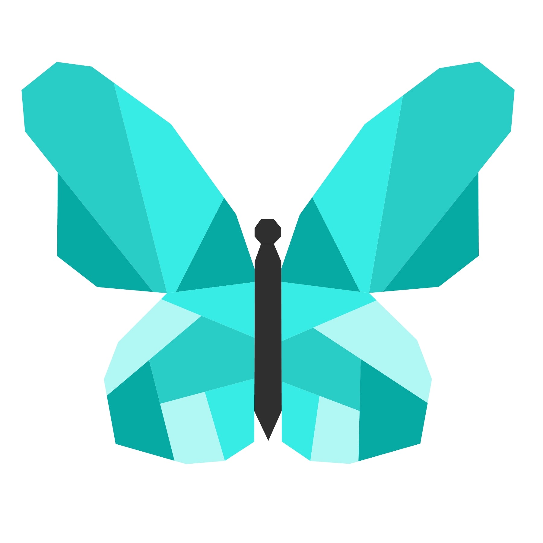 flutter geometric butterfly paper pieced pattern in aqua