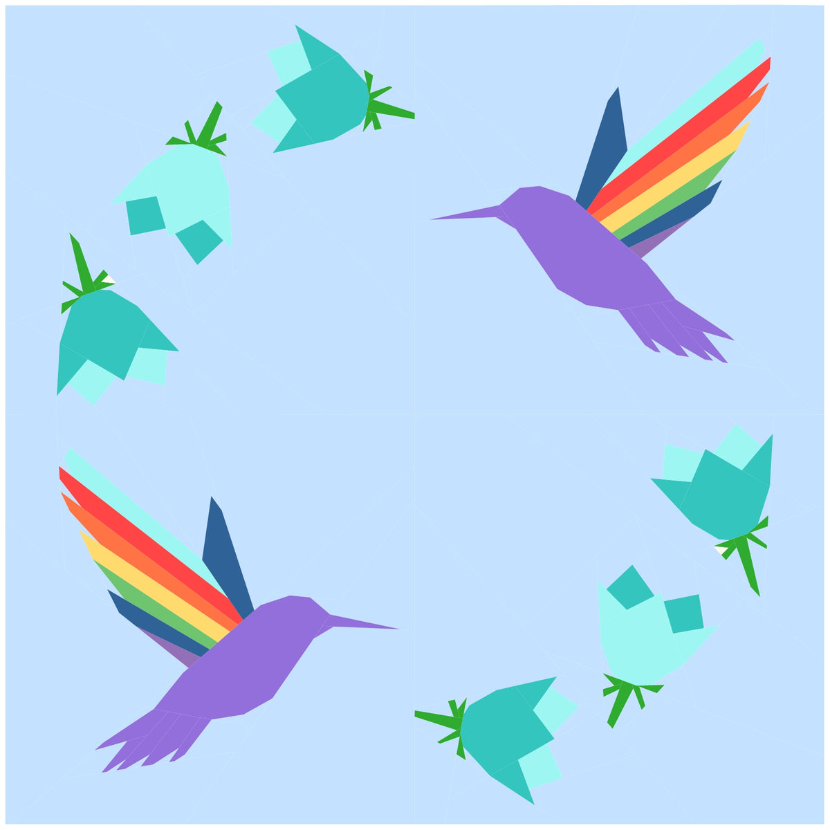 Hummingbird Paper Piece Pattern Hummingbird Wreath Paper Pieced Pattern – Quiet Play Designs