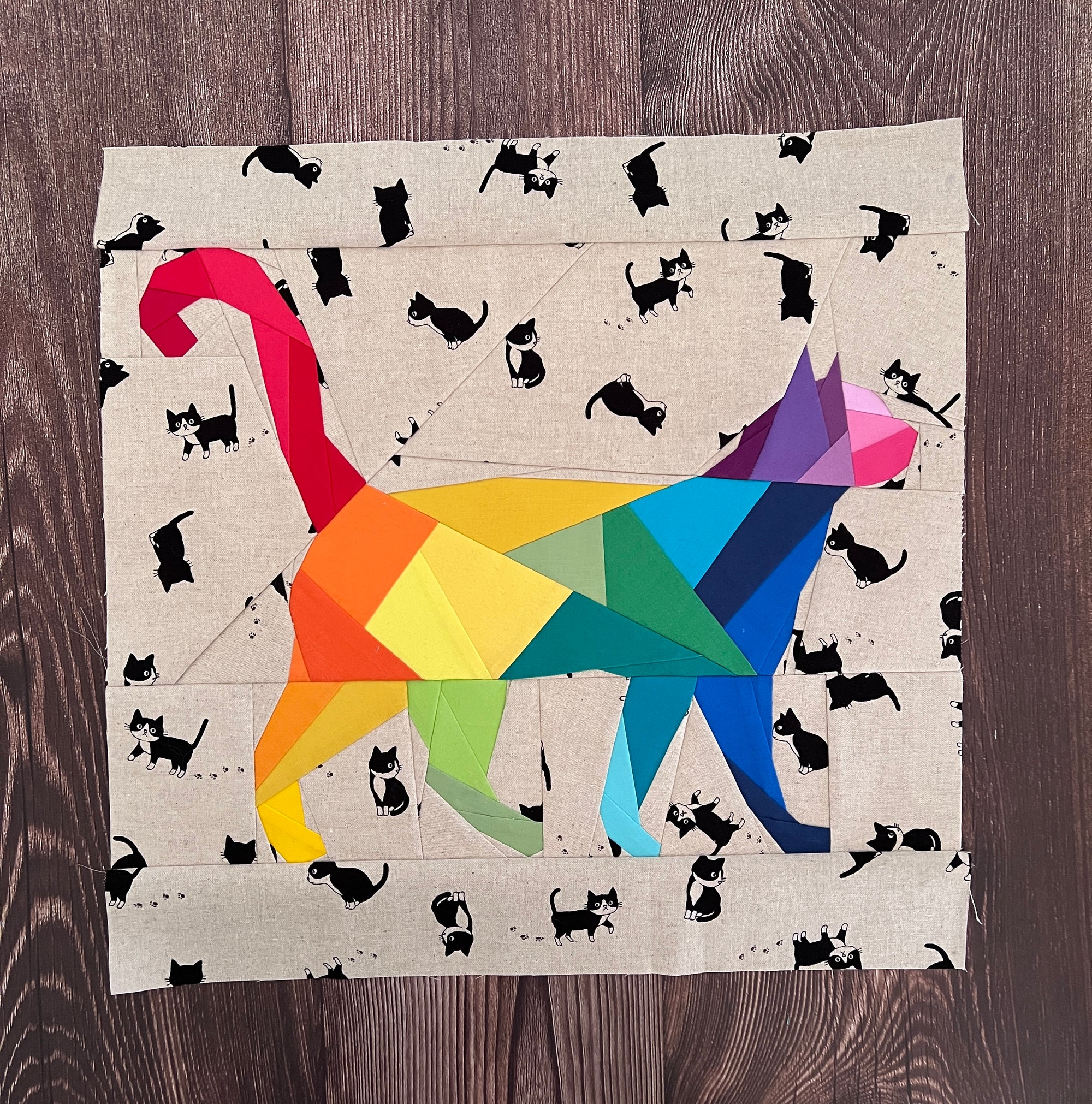 Geometric Kitty Paper Pieced Pattern