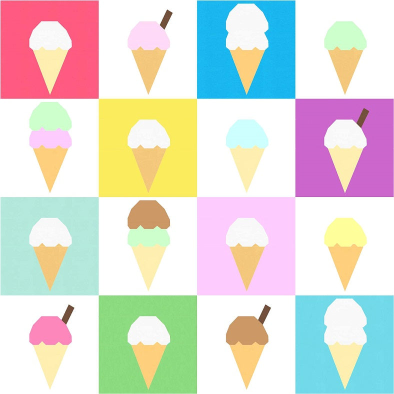 ice cream paper pieced patterns featuring bright colours