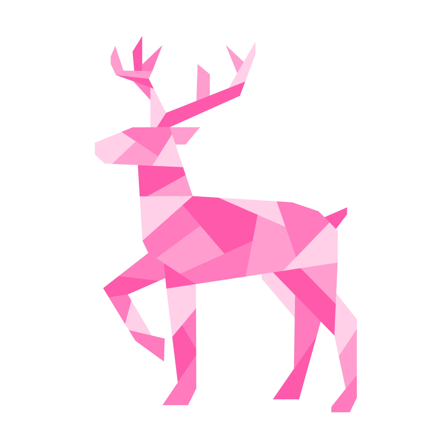 Pink geometric standing deer foundation paper pieced quilting pattern on white background