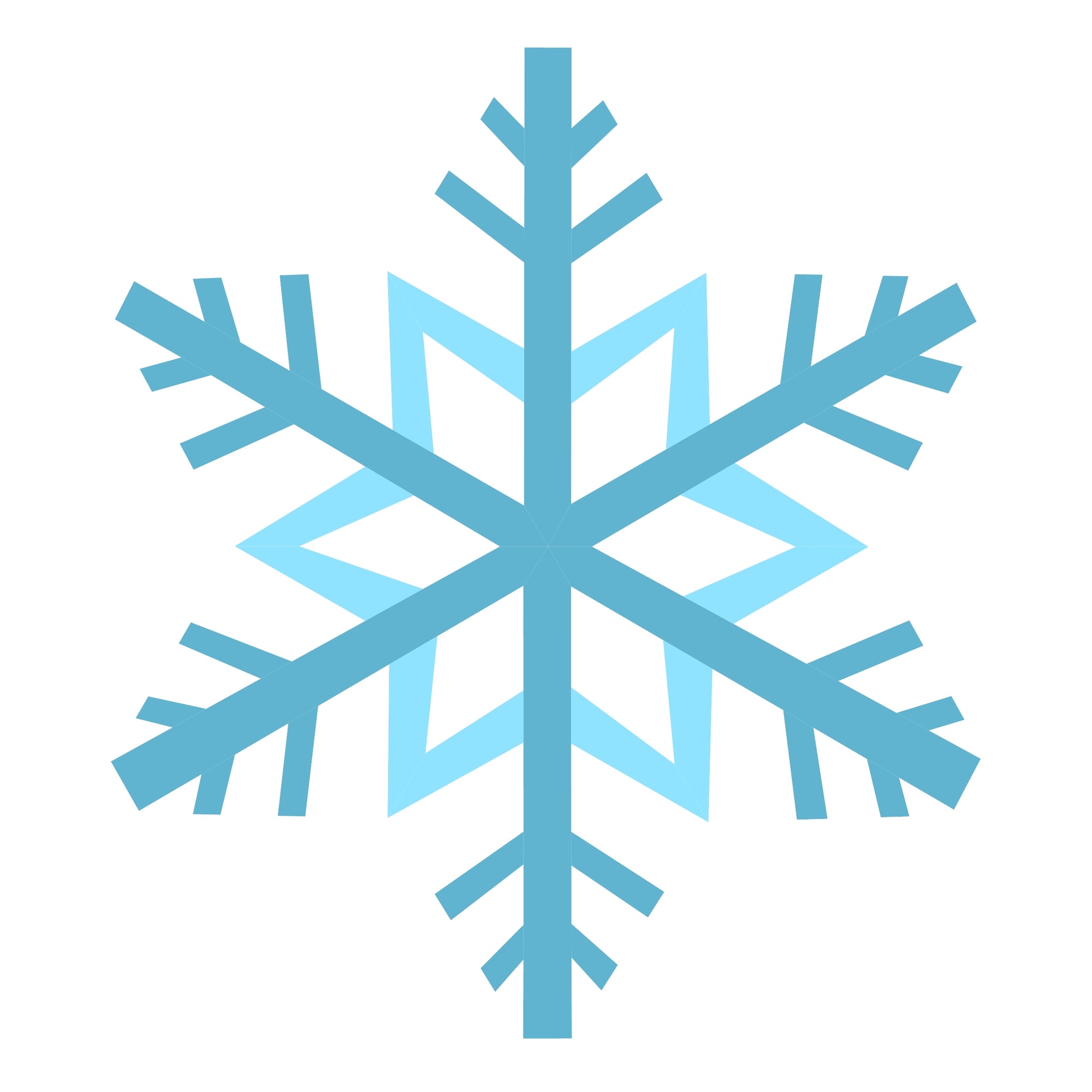 snowflake paper pieced pattern blue on white background