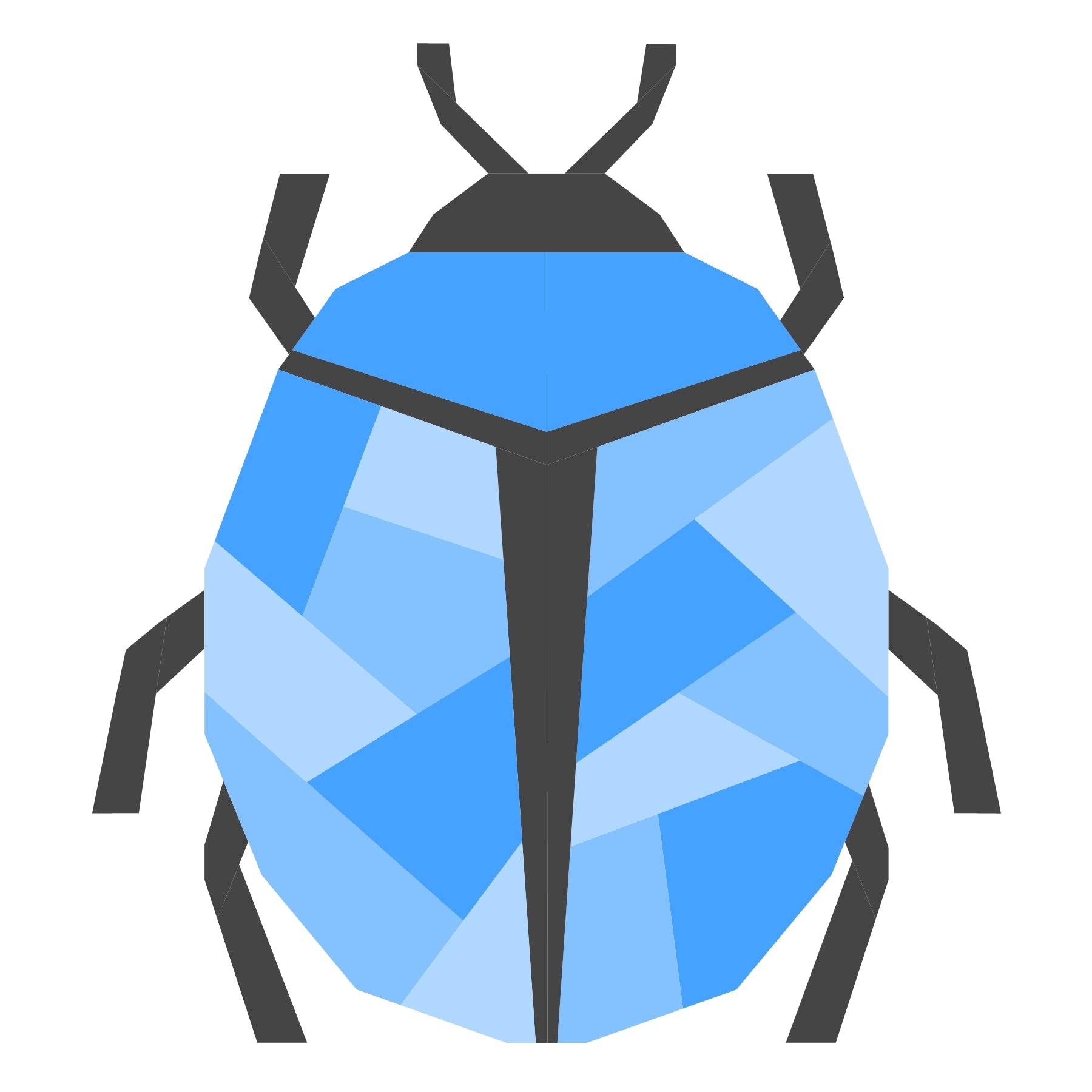 Blue geometric beetle bug foundation paper pieced quilt block illustration