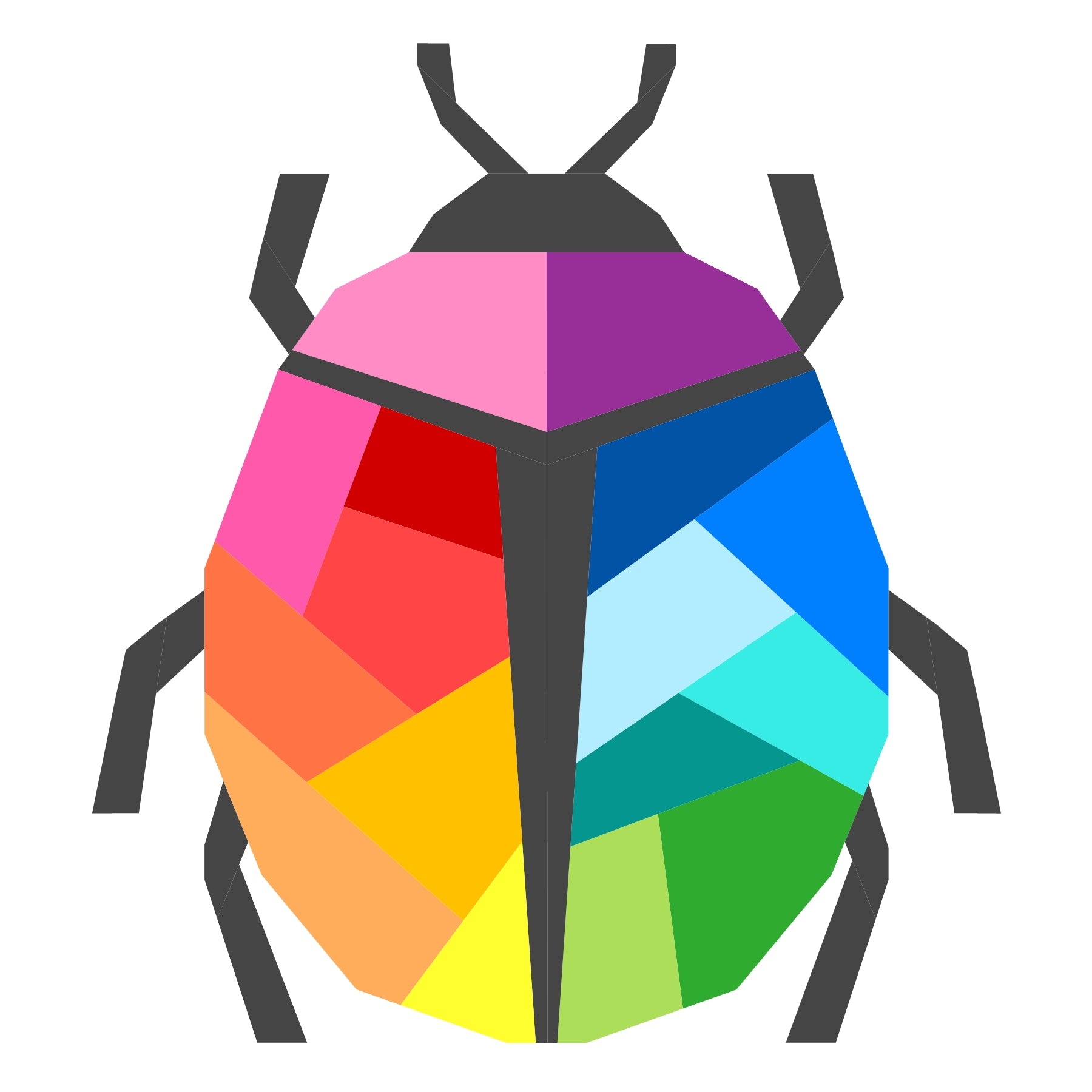 Rainbow geometric beetle bug foundation paper pieced quilt block illustration