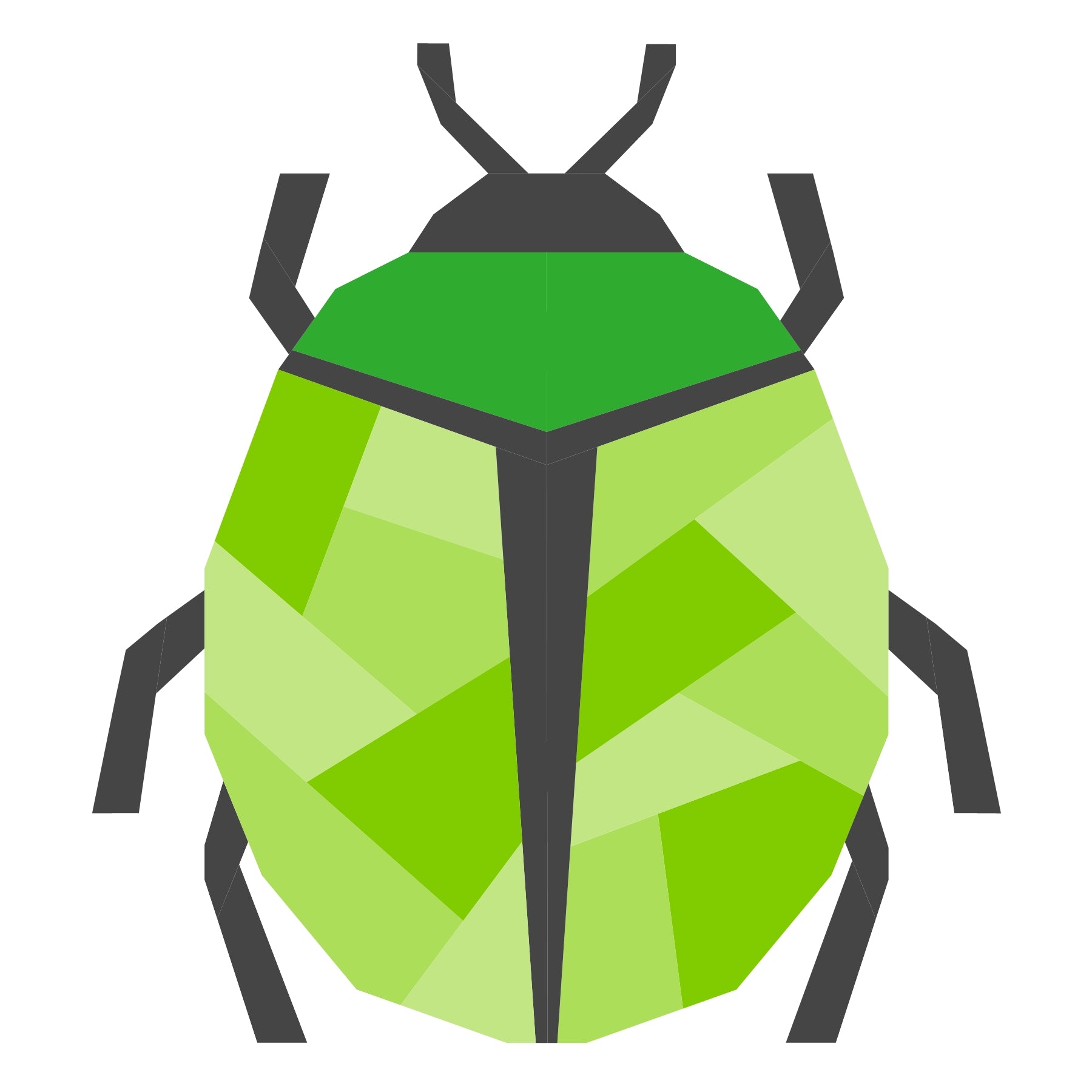 Green beetle bug foundation paper pieced quilt block illustration