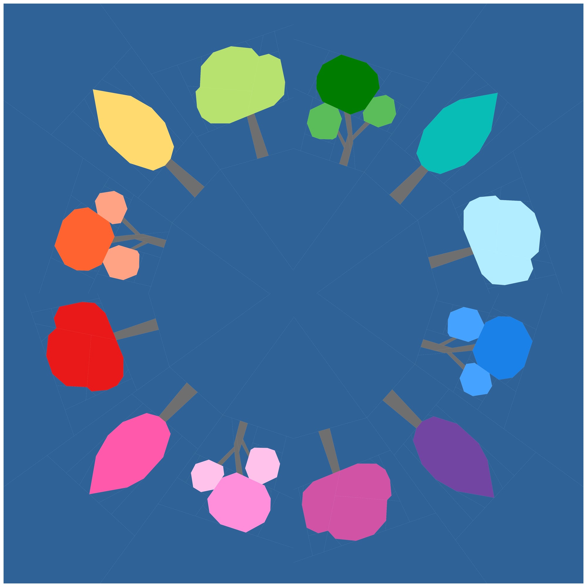 foundation-paper-piece-forest-trees-in-rainbow-colors-in-circle-on-navy-background-