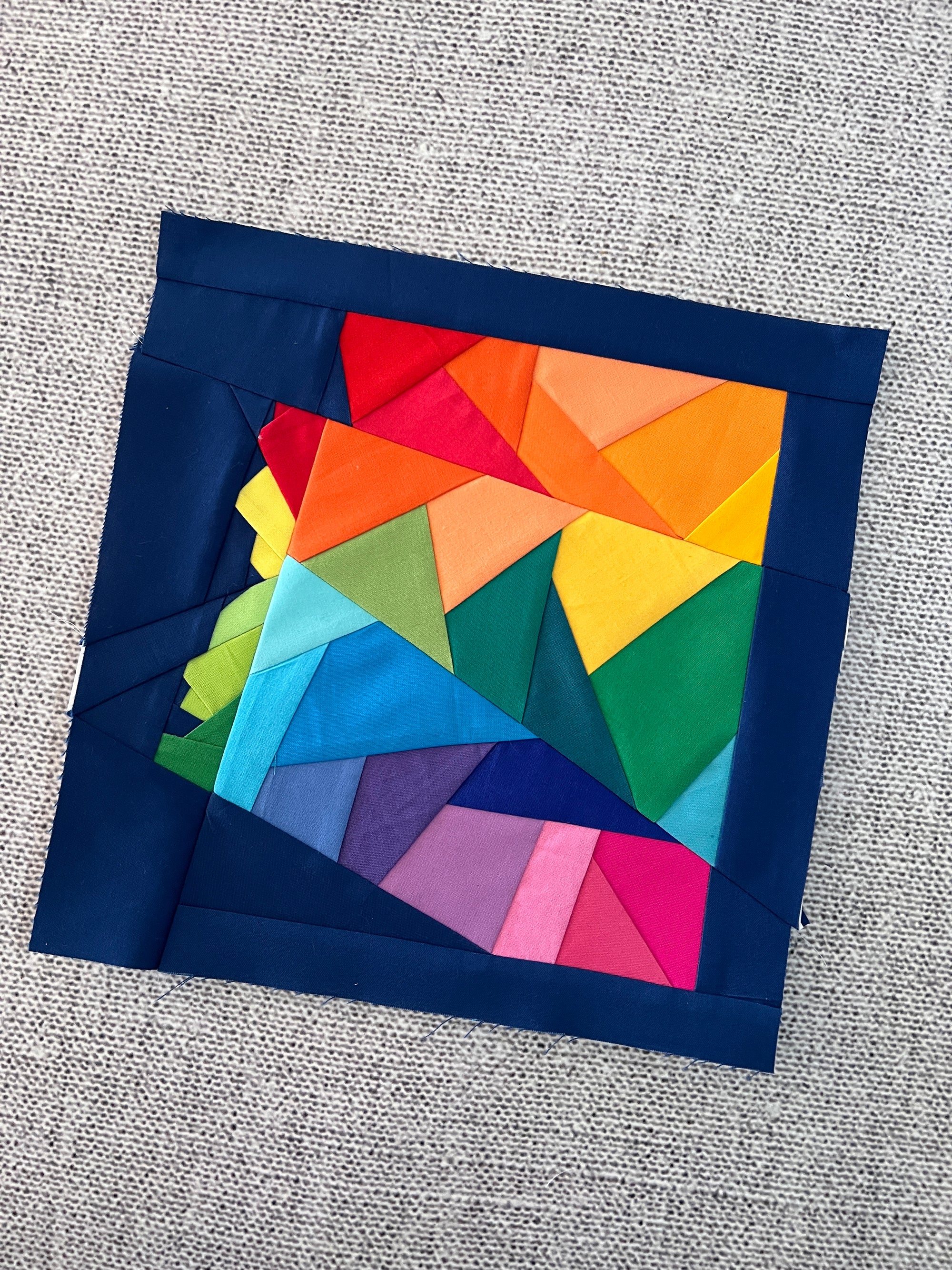 Sewn geometric Arizona quilt block made with foundation paper piecing