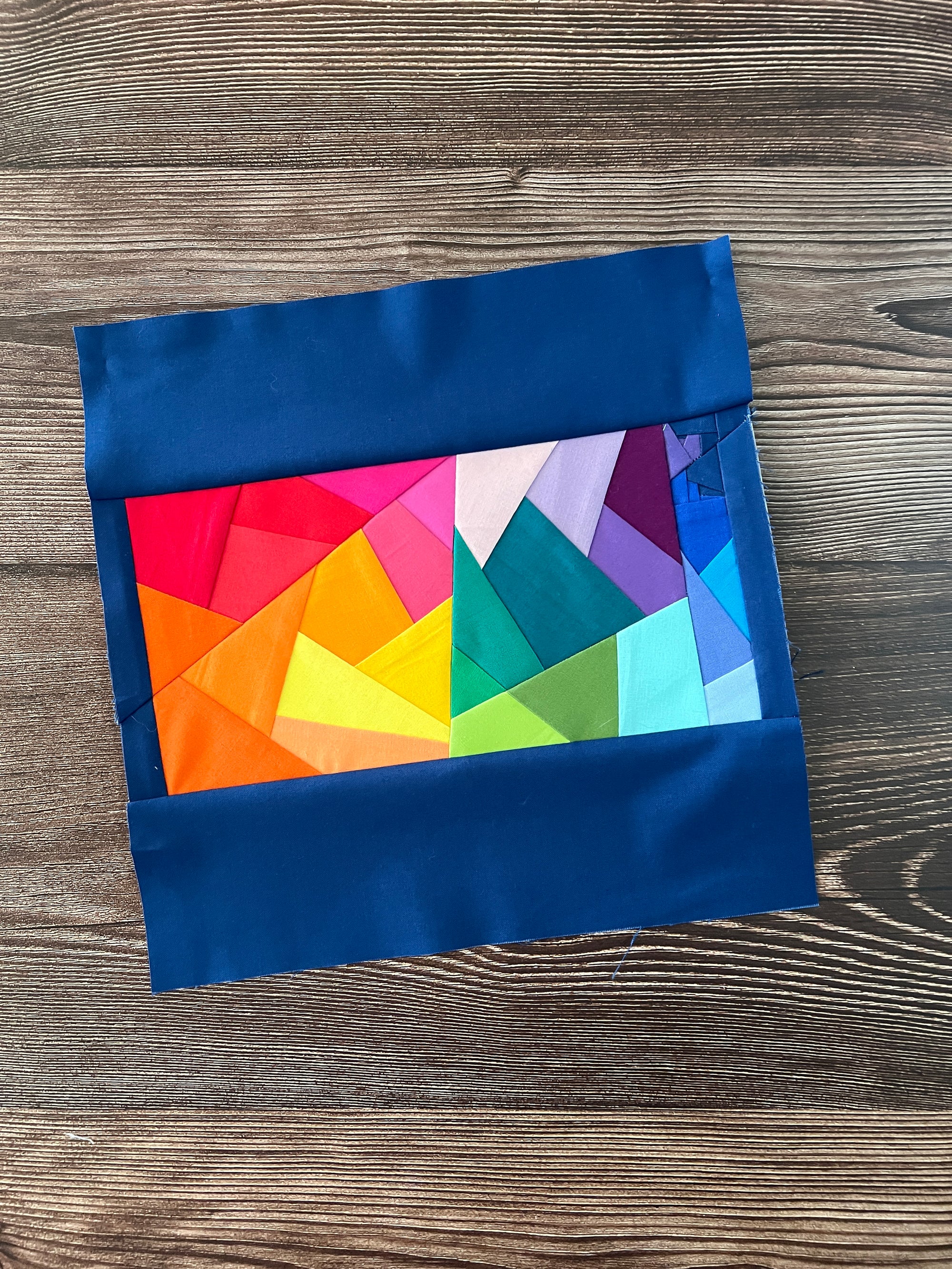 Sewn geometric Kansas quilt block made with foundation paper piecing