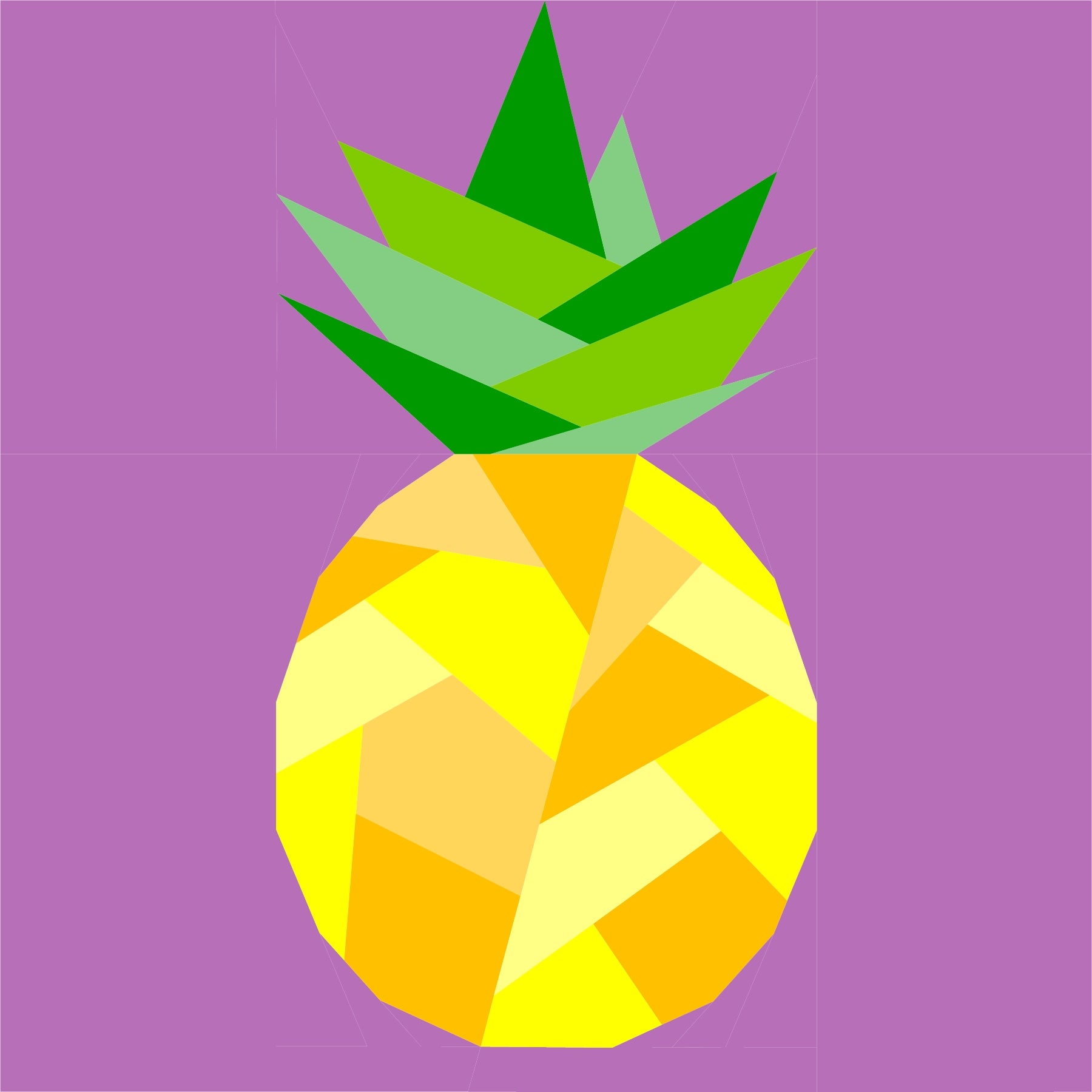 Geometric pineapple foundation paper pieced pattern in purple colourway