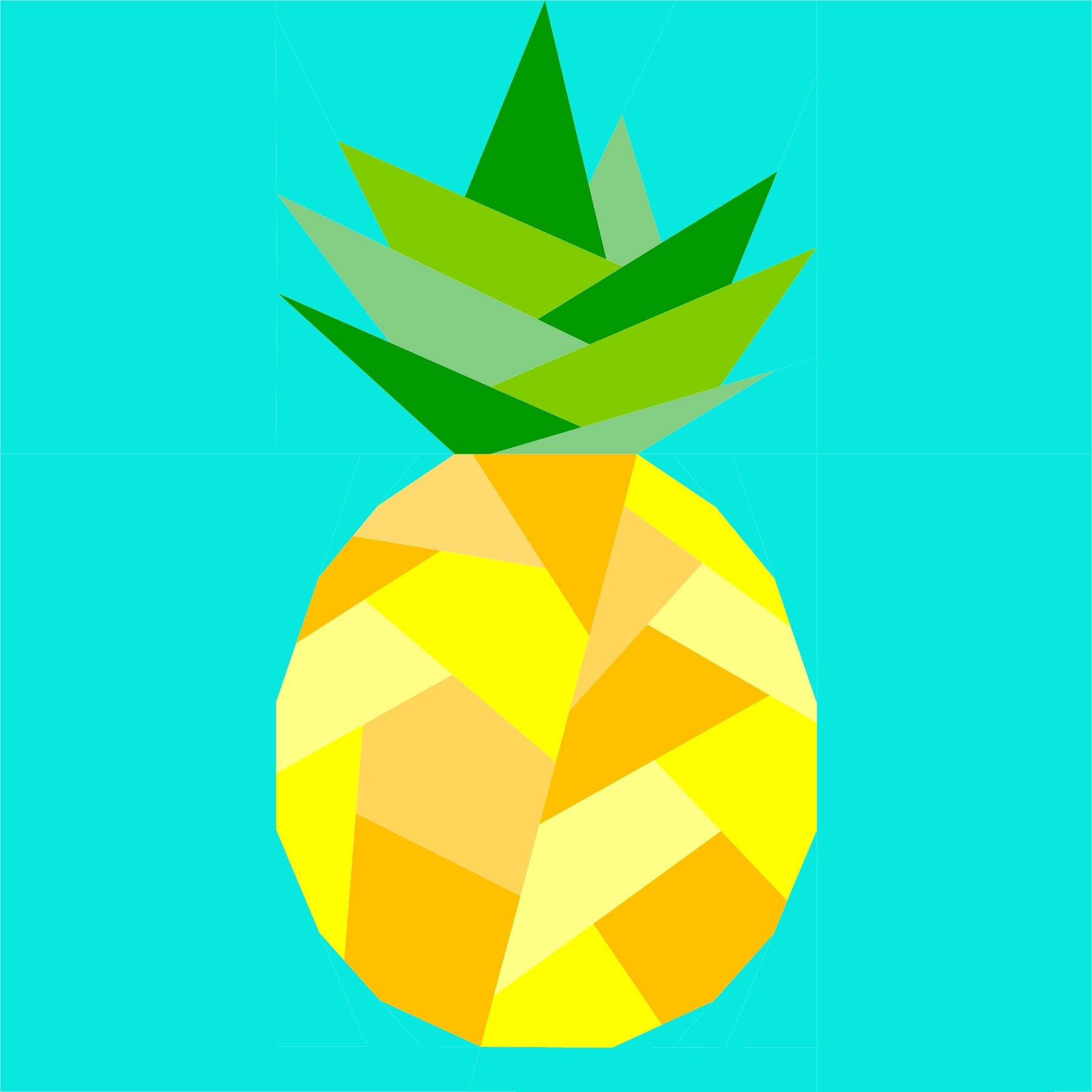 Geometric pineapple quilt pattern in turquoise colourway