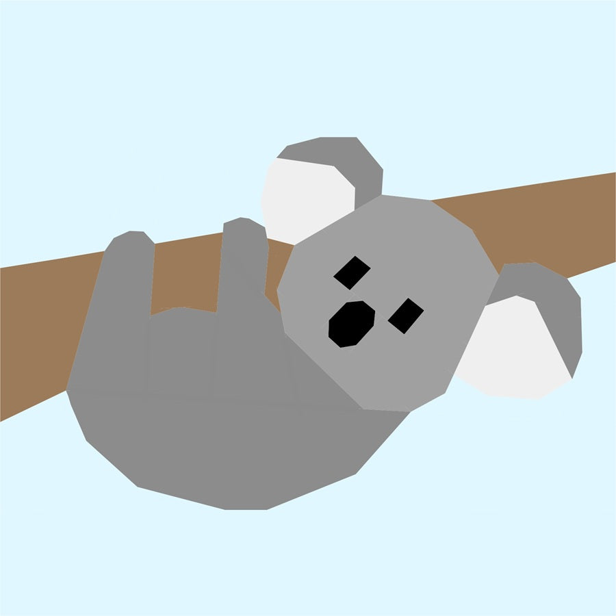 Koala in a tree foundation paper pieced quilt block pattern illustration