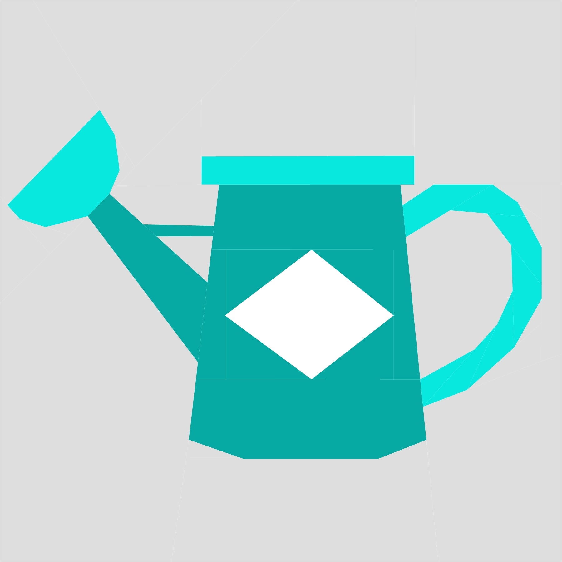 Teal watering can quilt block made with foundation paper piecing