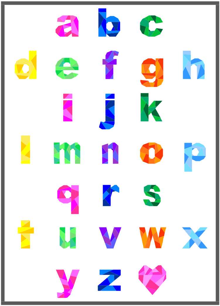 Paper pieced alphabet patterns featuring a geometric alphabet