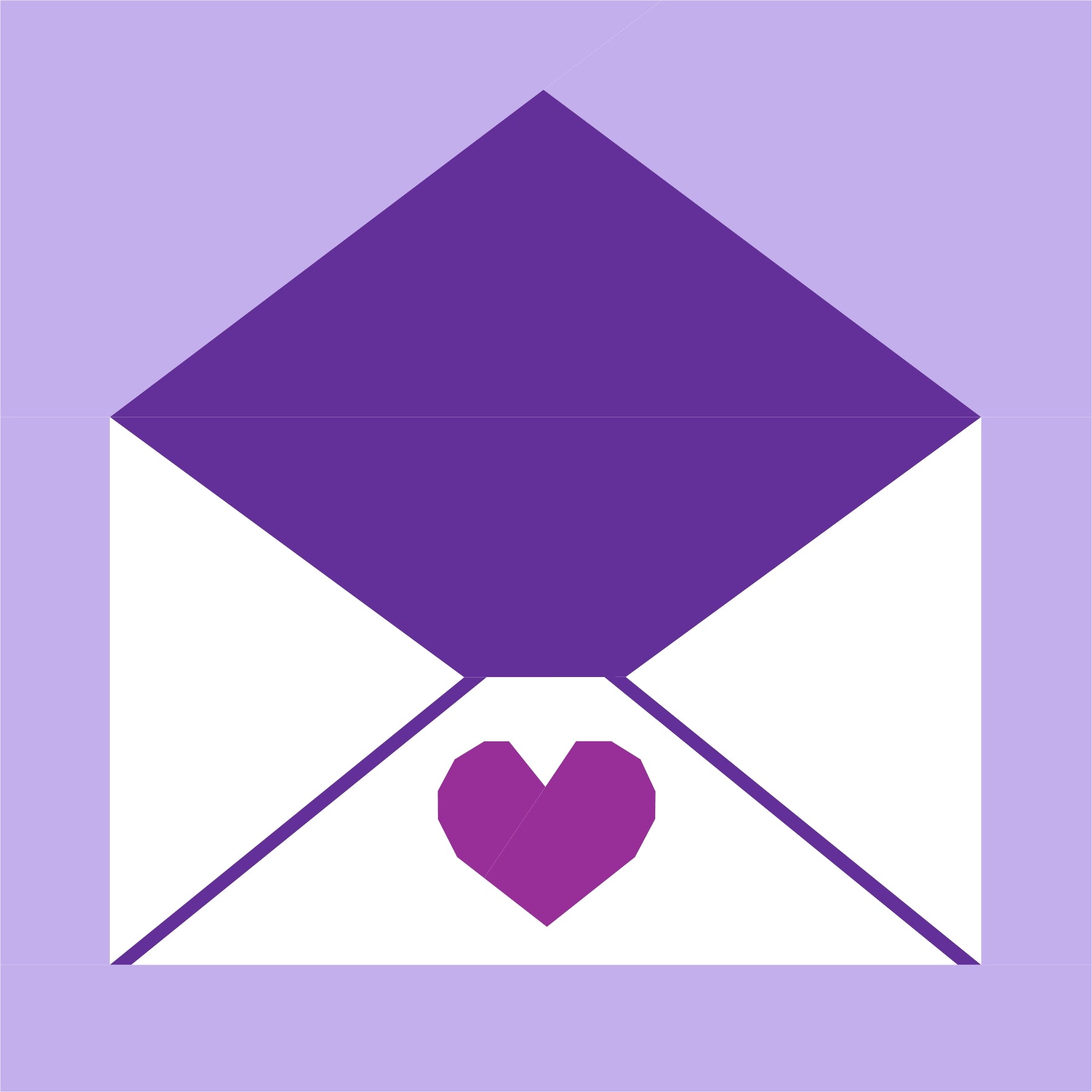love letter paper pieced pattern purple
