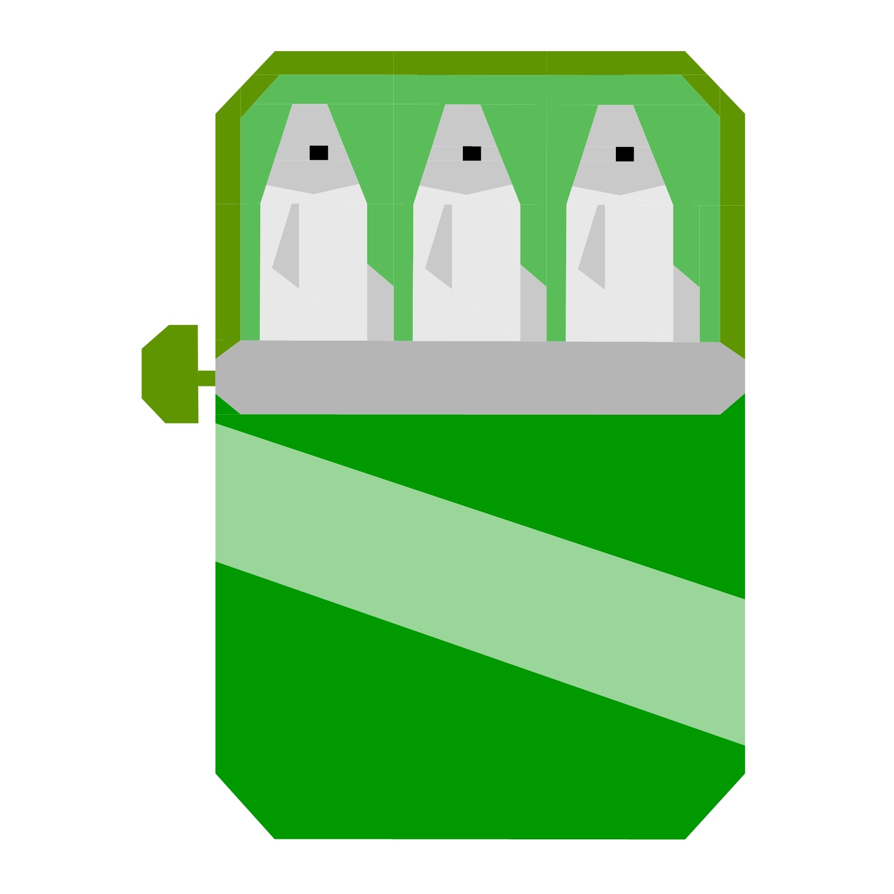 Sardine tin paper pieced quilt pattern in a green colourway