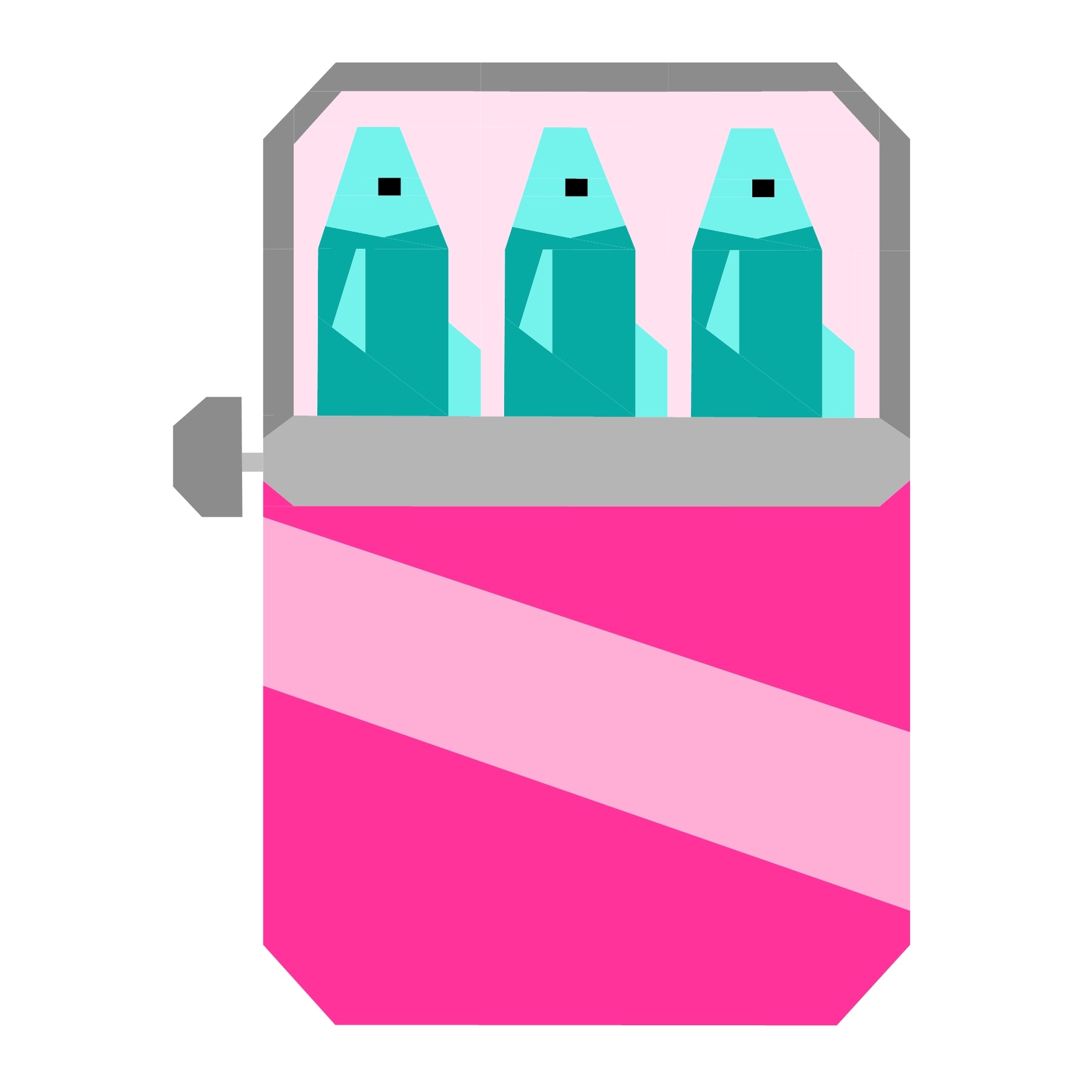 Sardine tin foundation paper pieced quilt pattern with three sardines inside a colourful tin