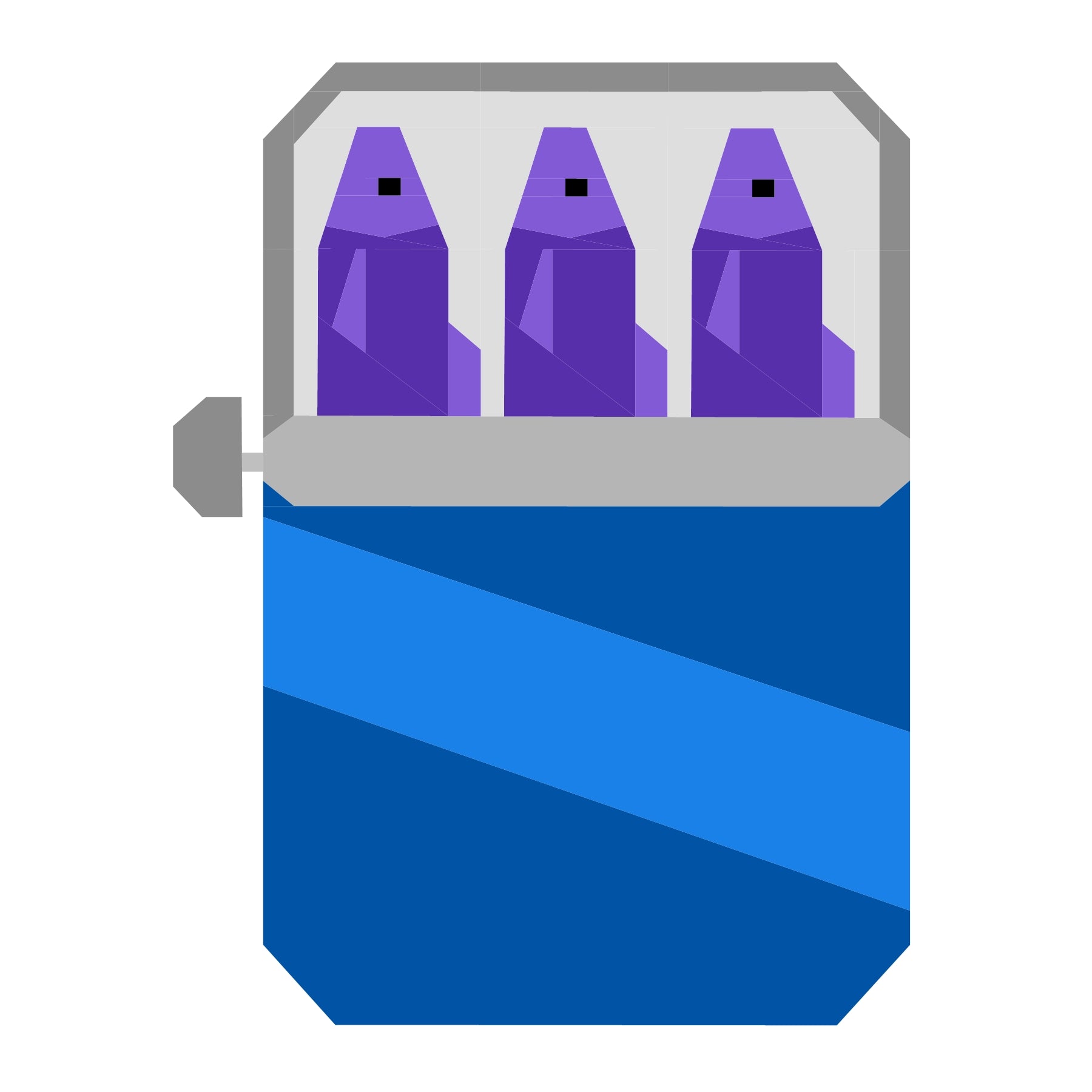 Sardine tin paper pieced quilt pattern in a purple colourway