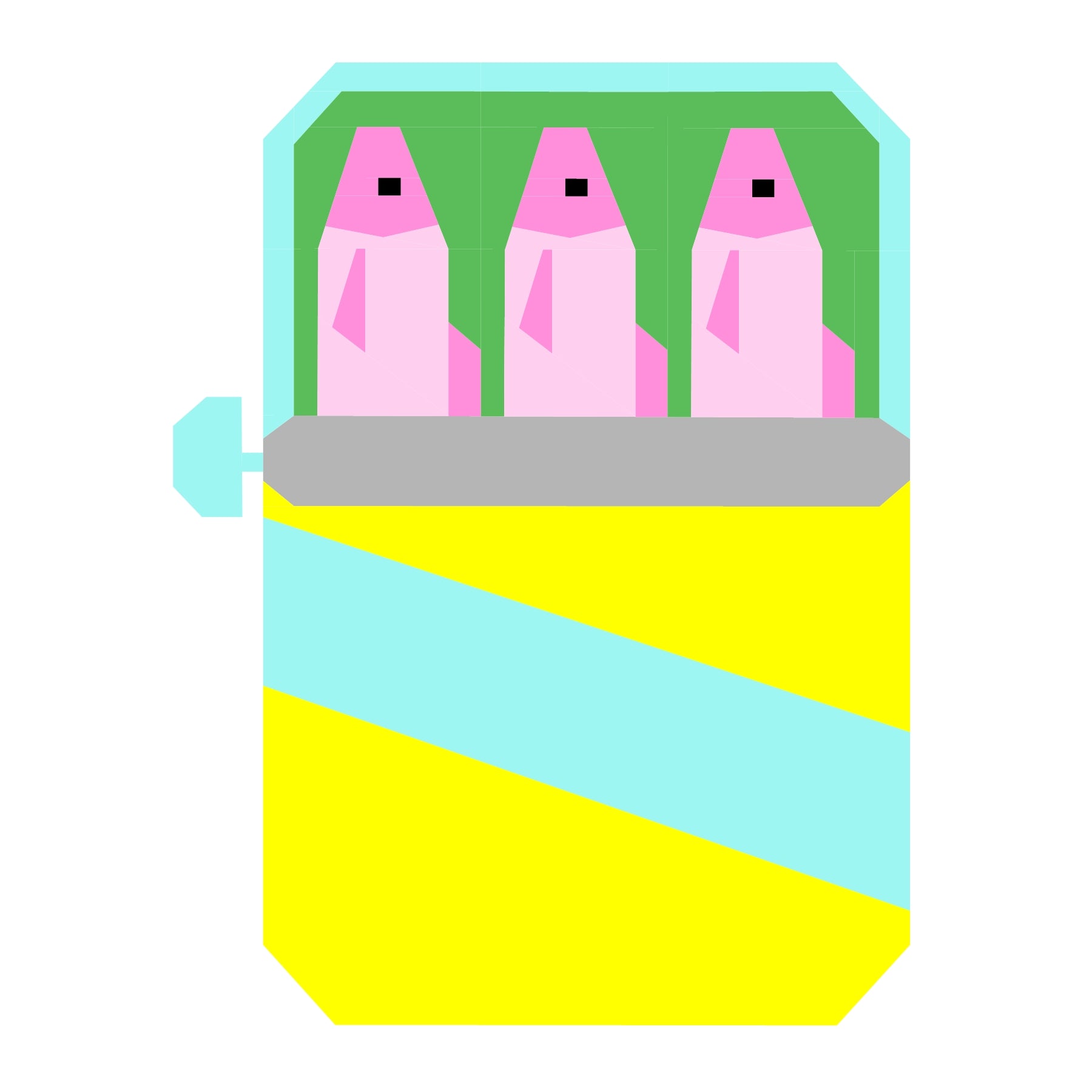 Sardine tin paper pieced quilt pattern in a yellow colourway