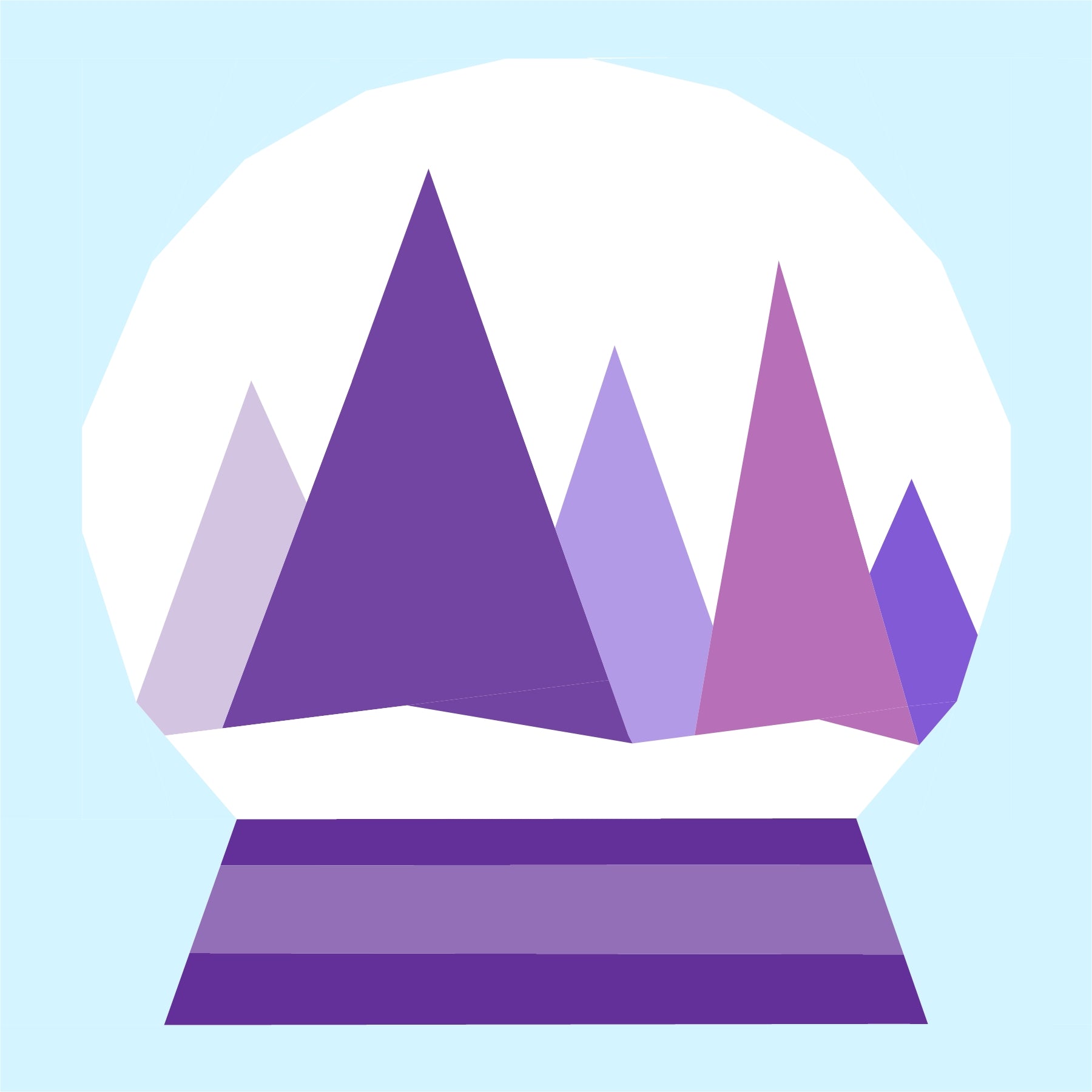 Purple snow globe with geometric trees foundation paper pieced quilting pattern, Snow Globe Magic winter quilt block design