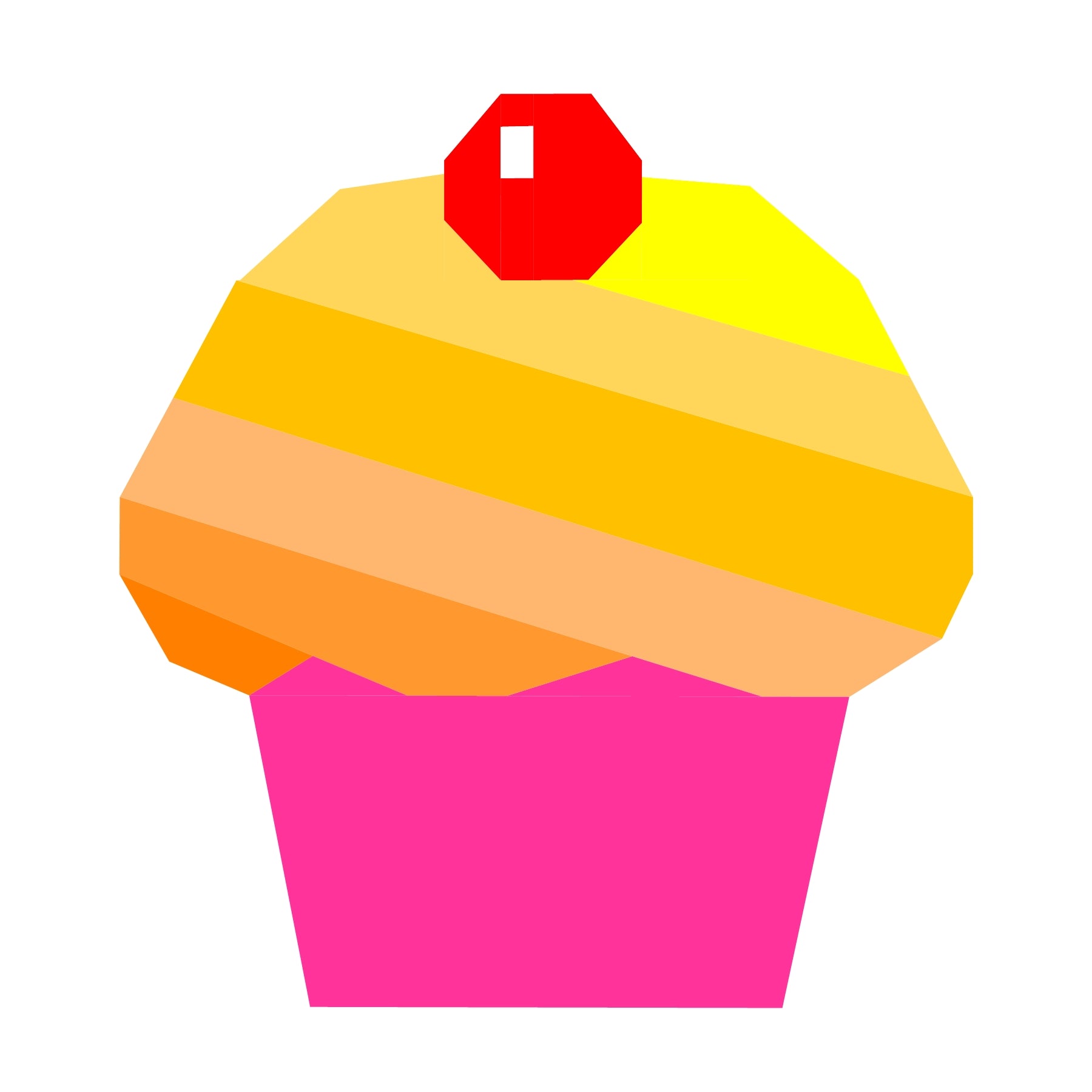 Sweet cupcake foundation paper pieced quilt pattern with striped frosting and cherry on top