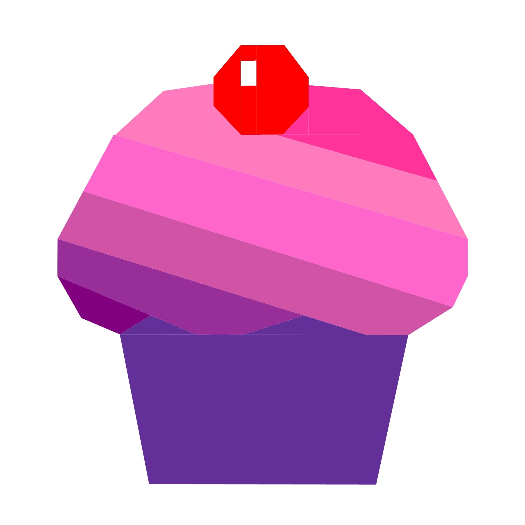 Sweet cupcake paper pieced quilt pattern with purple striped frosting