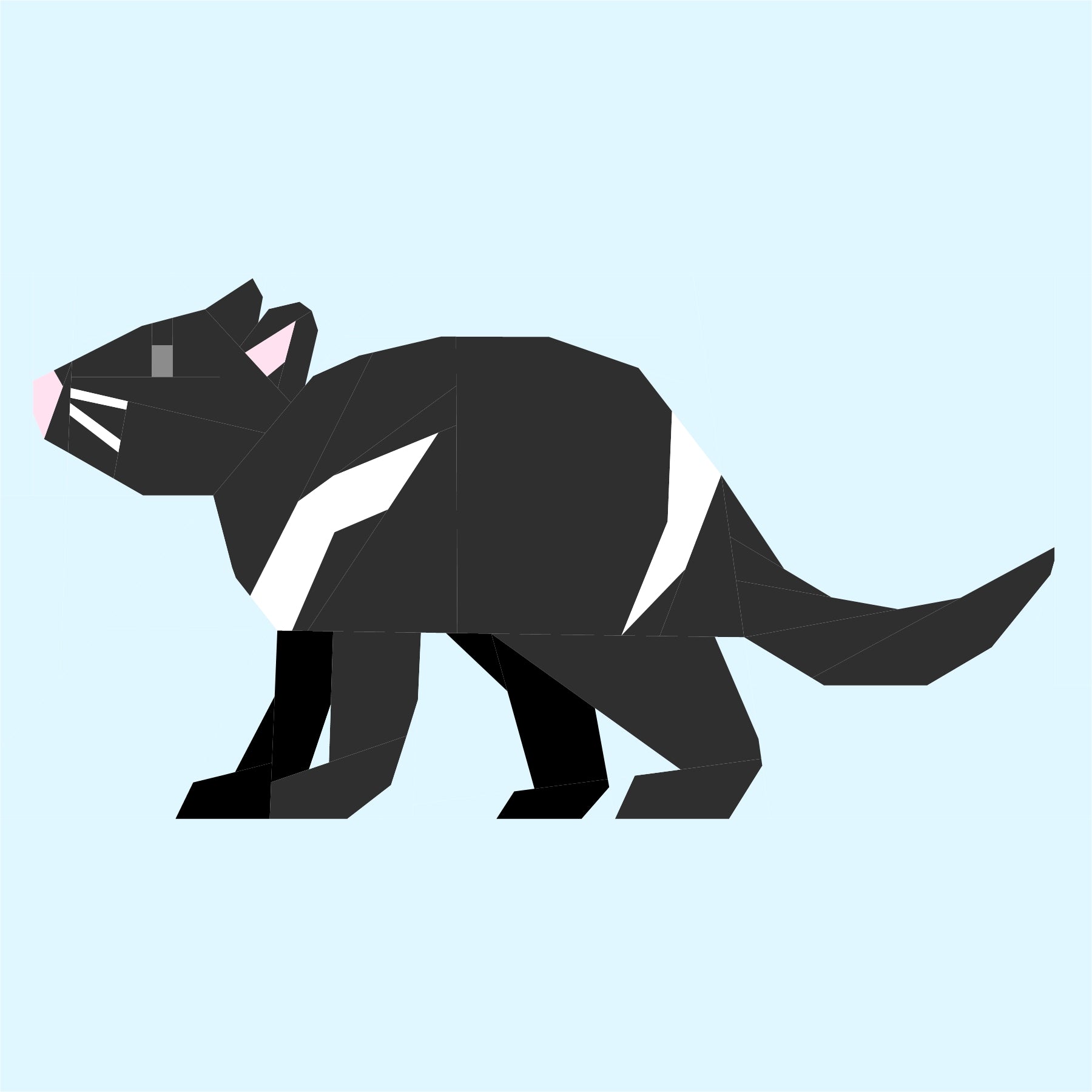 Tasmanian devil foundation paper pieced quilt block pattern illustration