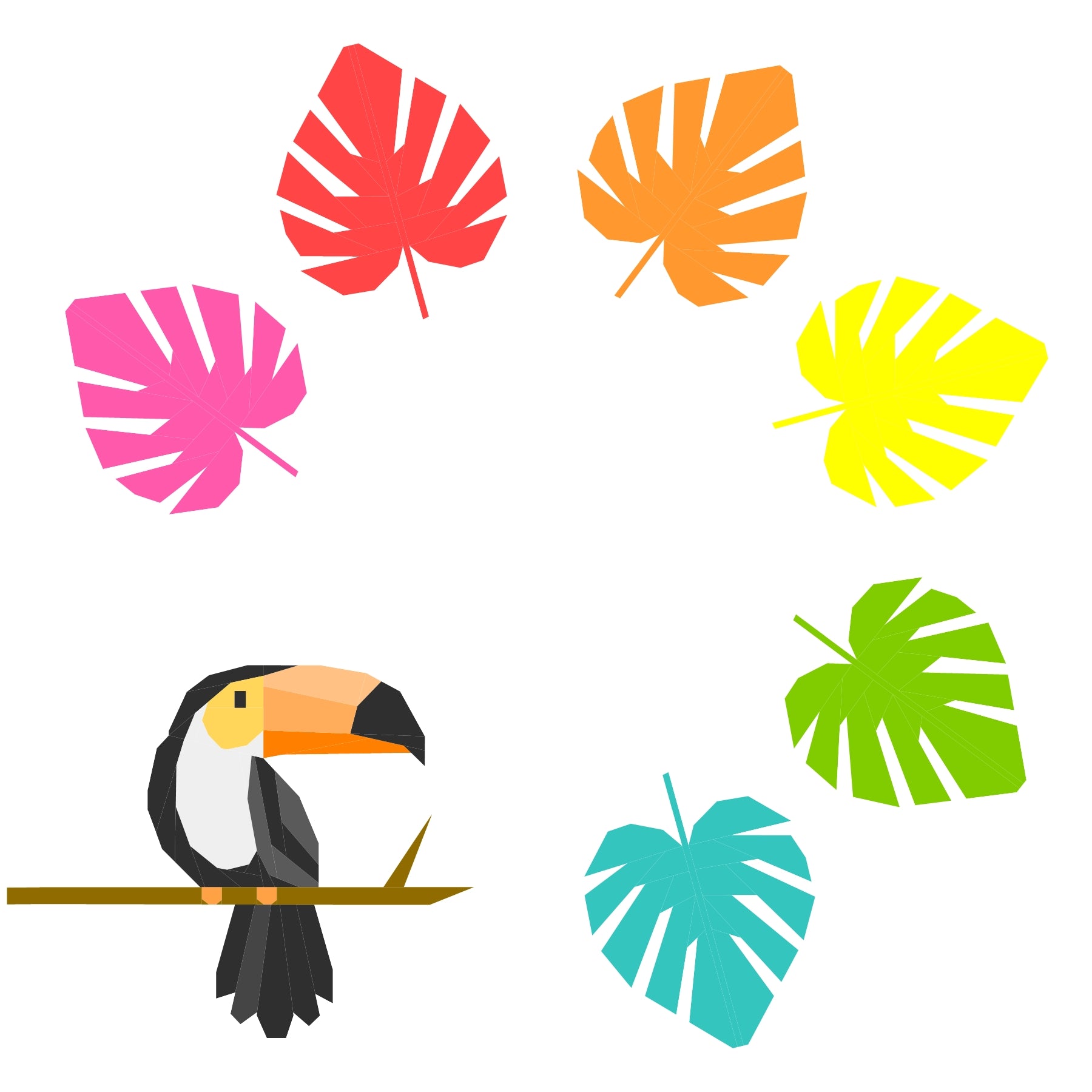 Toucan wreath foundation paper pieced quilt pattern illustration