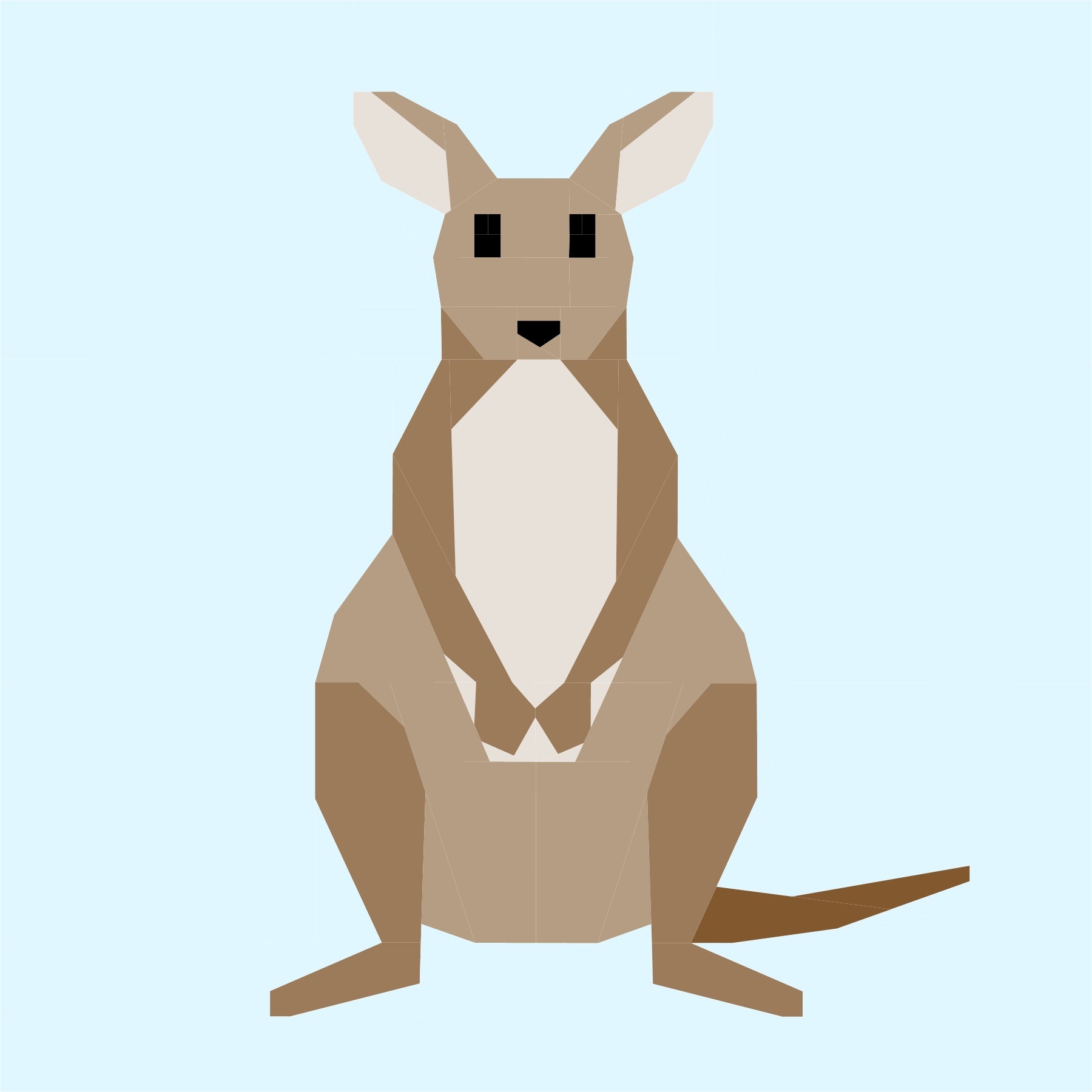 Wallaby foundation paper pieced quilt block pattern illustration