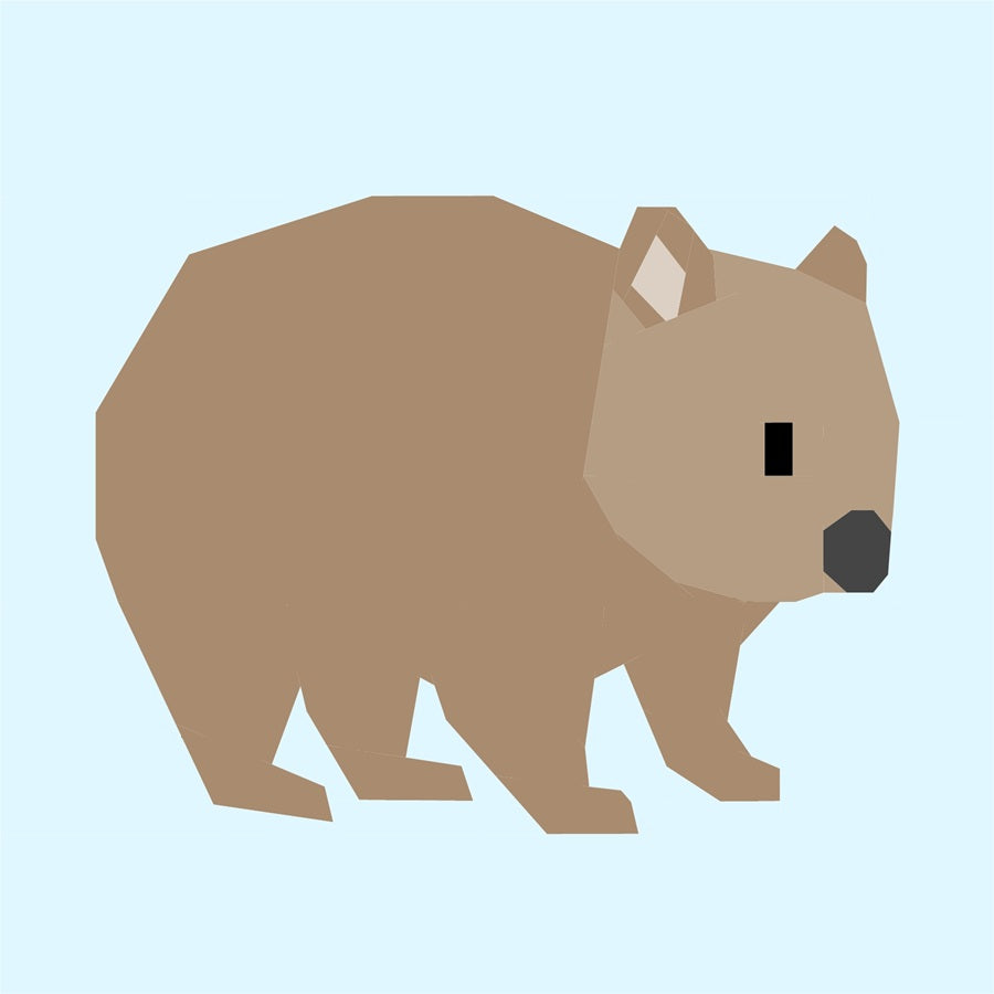 Wombat foundation paper pieced quilt block illustration